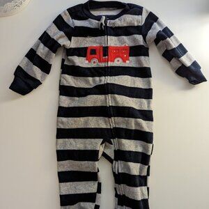 Carter's navy and grey fleece firetruck sleeper